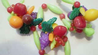 Vintage Colorful Fruit Salad/Tutti Frutti Clusters Plastic Necklace 38 