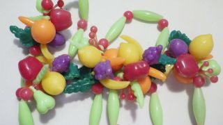 Vintage Colorful Fruit Salad/Tutti Frutti Clusters Plastic Necklace 38 