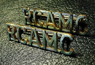 Vintage Rcamc Shoulder Titles Armed Forces Royal Canadian Army Medical Corps