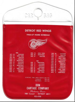 Very Rare Vintage 1966 - 67 Detroit Red Wings Nhl Hockey Schedule