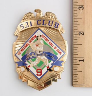 Authentic 521 Ted Williams Hitters Hall of Fame Red Sox Baseball Club Badge NR 2