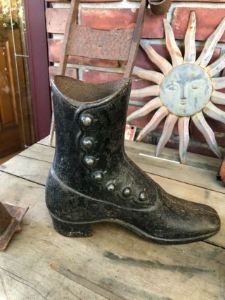 Antique Cast Iron Victorian Boot Doorstop 1800s Era