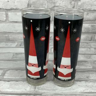 Vintage Dairy Queen Dq Holt Howard Christmas Tall Santa Glasses 7” Christmas