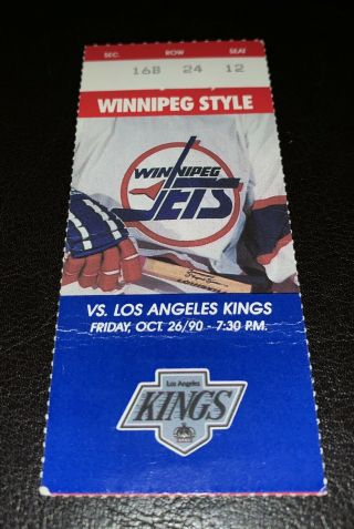 Winnipeg Jets 1990 Ticket Stub Vs La Kings.  Wayne Gretzky 2000th Nhl Point Game