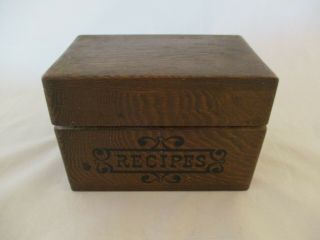 Vintage Dark Wood Recipe Box For 3x5 Cards