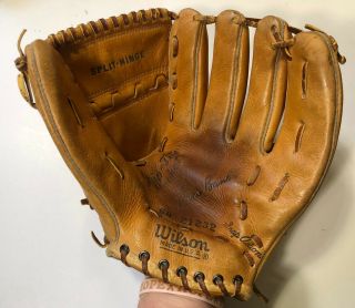 Vtg 1960s Ernie Banks Wilson Usa Baseball Glove Mitt Mr.  Cub Model 60 - 21232