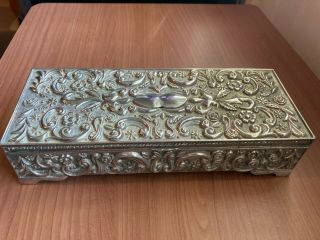 Vintage Godinger Silver 1992 Silver Plated Velvet Lined Jewelry Box With Mirror
