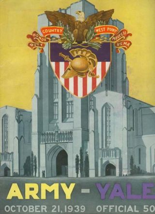 1939 Army Vs Yale Football Game Program