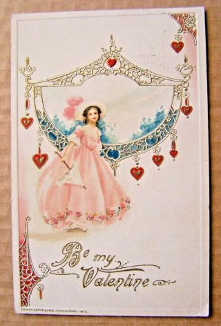 John Winsch Vintage Valentine 1913 Postcard,  " Be My Valentine "