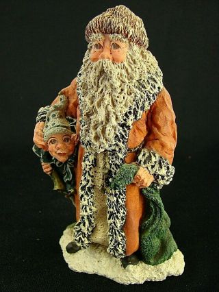 Vintage June Mckenna " Santa & His Helper " Usa Hand Crafted & Painted:grear Cond