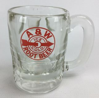 Vintage A&w Ice Cold Root Beer Heavy Glass Mug - 4.  5 " Tall