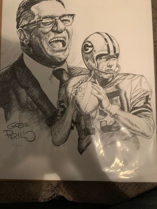 Very Rare Green Bay Packers Vince Lombardi And Bart Starr Print 49 Of 200