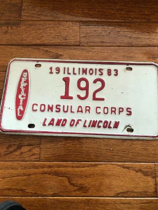 Illinois 1983 Official Consular Corps Diplomat License Plate " 193 " Il Consul