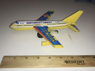 Vintage Plastic And Tin Friction Toy Plane Northwest Orient Jumbo B747 G1129