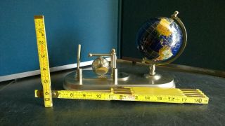 Vintage Metal Desk Set - Lapis Globe,  Clock,  Thermometer,  Hygrometer - Nonprofit Org
