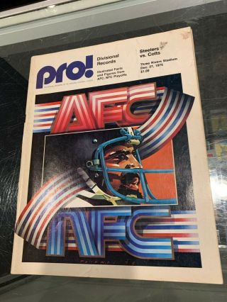 12/27 1975 Pittsburgh Steelers Baltimore Colts Afc Championship Program Ex