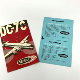 Sabena Dc - 7c Seven Seas Onboard Safety Card Instructions Pamphlets Brochures