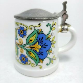 2 " Vintage Bmf Miniature Porcelain Rein - Zinn Lidded German Stein