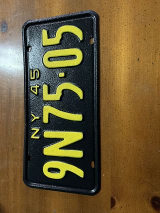 1945 York Ny License Plate Handed Painted Restored,
