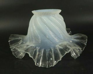 Antique French Art Nouveau Victorian Ruffled Opalescent Glass Lamp Shade 2