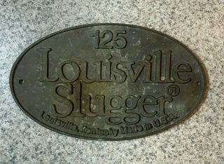 Louisville Slugger Brass Bronze Plaque Sign Advertising Baseball Made In Usa