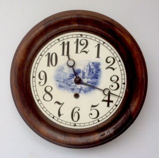 Antique Hamburg America Germany Wall Porcelain With Landscape Paint Clock