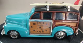 Fossil Desk Clock Limited Edition " Woody Wagon " W/ Surfboard