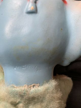 Vintage My Toy Rubber Face Circus Elephant Blue 7 1/2 