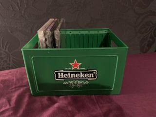 Vintage Heineken Cd Rack Beer Crate Style Green - Home Bar Man Cave