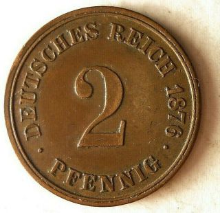 1876 D German Empire 2 Pfennig - Vintage Coin - German Bin 9