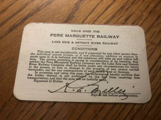 Vintage Pere Marquette Railway Pass 1932,  Lake Erie And Detroit River,  Ohio 2