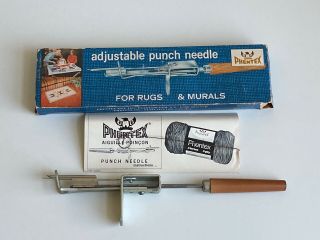 Vintage Phentex Adjustable Punch Needle Crafting Tool Rugs & Murals Box