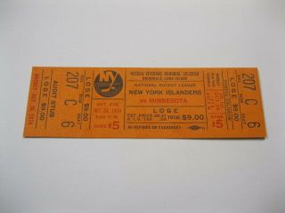 Oct 26,  1974 York Islanders Vs Minnesota Ticket
