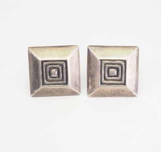 Vintage Margot De Taxco Large Square Sterling Silver Cufflinks Mexico
