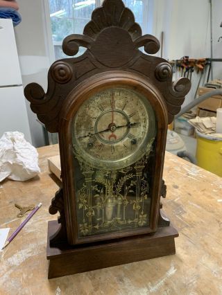 Antique 8 Day Calendar William Gilbert Walnut Mantle Clock - Gro 1870 Pat’d