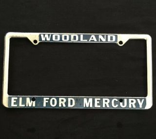 Vintage Woodland Elm Ford Mercury California Dealer License Plate Frame Fomoco