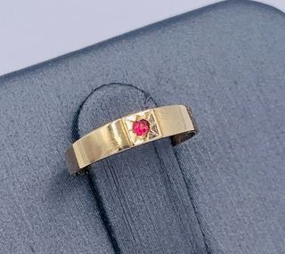 Antique Vintage Art Deco 12k Rose Gold Ruby Baby Ring Size - 1