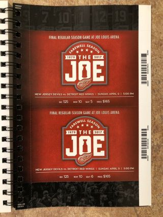 2016 - 2017 Joe Louis Arena Detroit Red Wings Final Farewell Season Ticket Booklet 2