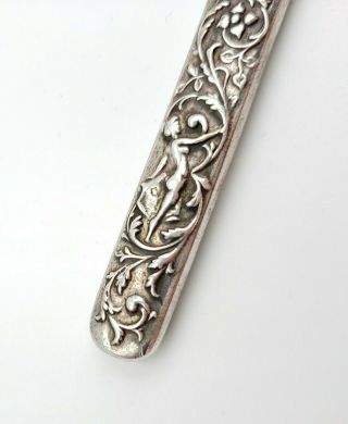 Antique Art Nouveau Sterling Silver 925 Floral Repousse Woman Pencil Needle Case 2