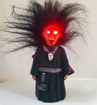 Vintage Halloween Lighted Pocket Screamer Black Troll Hair Red Eyes Tag