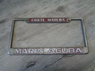 Vintage Metal Dealer License Plate Frame Marin Acura Corte Madera California
