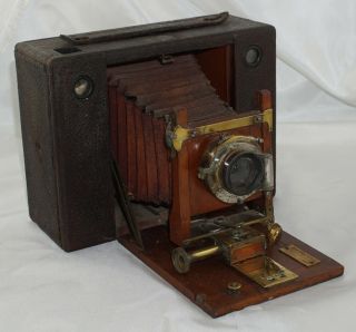 No.  4 Cartridge Kodak Antique Wooden Camera W/ Brass Lens