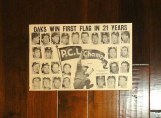 1948 Pcl Pacific Coast League Champion,  Oaks Baseball Team Photo,  Casey Stengel.