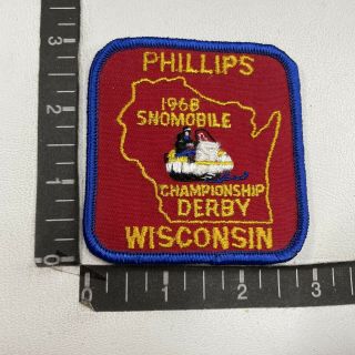 Vtg 1968 Snowmobile Championship Derby Phillips Wisconsin Patch 99m7