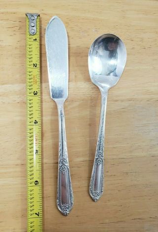 Wm Rogers Vintage 1937 Cotillion Silverplated Master Butter Knife & Sugar Spoon