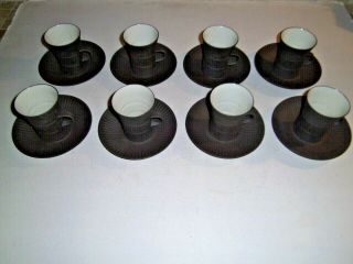 Dansk Ihq Designs Quistgaard Brown Flamestone 8 Cups|saucers Denmark Mcm