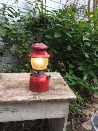 Vintage 1 - 55 Red Coleman Lantern 200a Single Mantle With Green Letter Globe
