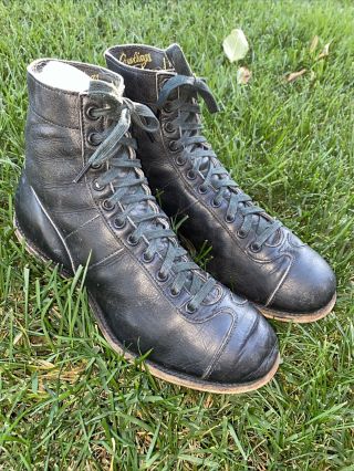 Killer Rawlings Old Antique 1950’s Black Leather Football Vintage Cleats Boots