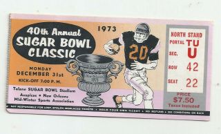 1973 Sugar Bowl Notre Dame Vs Alabama National Champions Ticket Stub