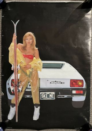 Vintage Poster Aspen Coloroado Ski Me Girl Car Skiing Sexy Woman